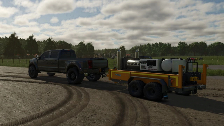 fs25-mods,  FS25 mods: V8 Motor station trailer in a field, Farming Simulator 25 mod.