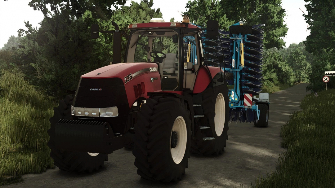 Case IH Magnum 2007/8 Series tractor mod for FS25 on a forest road.