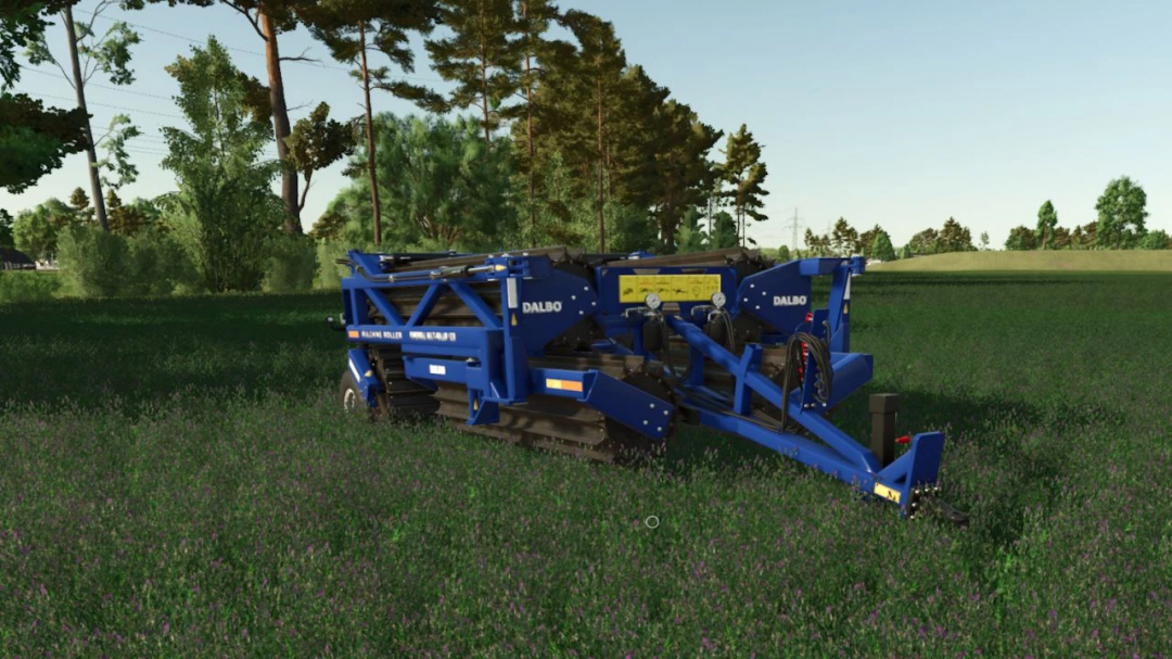 Dalbo PowerRoll 1230 HD Multi-Roller in FS25 mod, depicted in a grassy field.