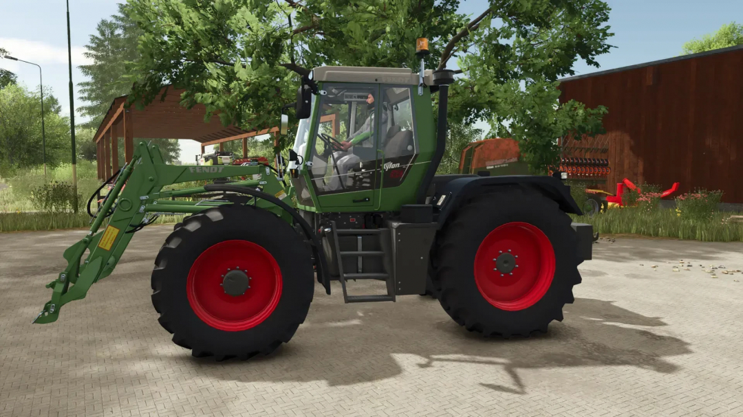 Fendt tractor with implement carrier in Farming Simulator 25 mod pack. FS25 mods enhance gameplay.