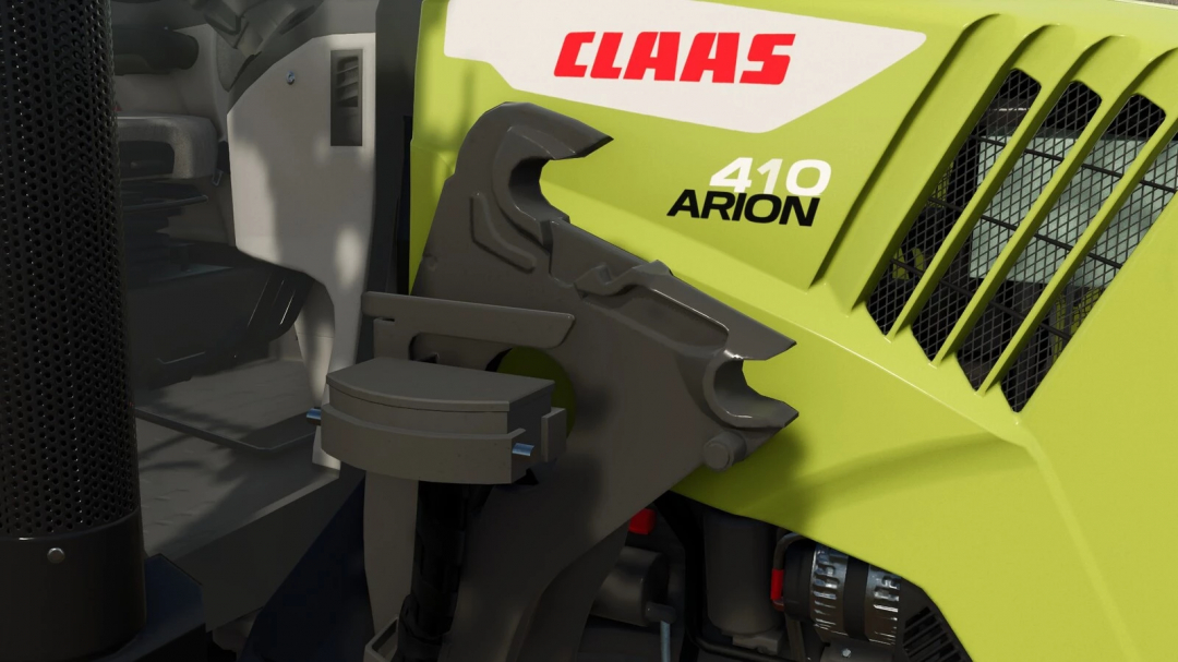 Close-up of Frontloader Console MX/Claas on a Claas Arion 410 tractor in FS25 mods.