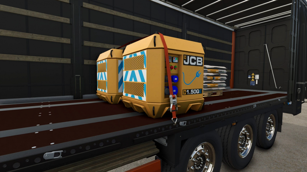 JCB E-tech Powerpack v1.0.0.0 on truck in FS25 mod, Farming Simulator 25.