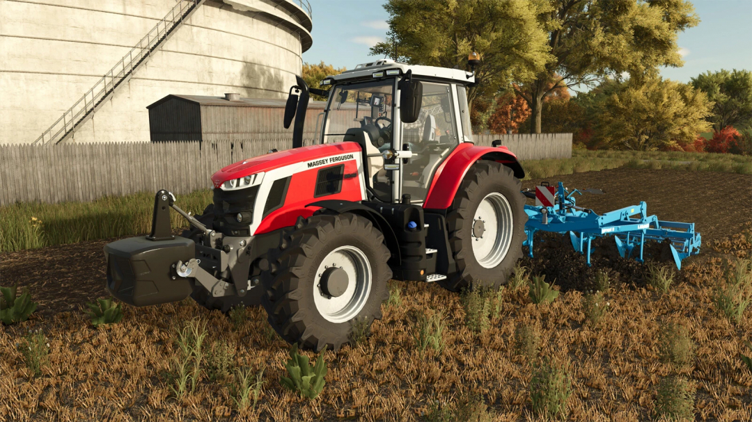 Massey Ferguson Series 6S tractor mod in FS25, working in a farm field.