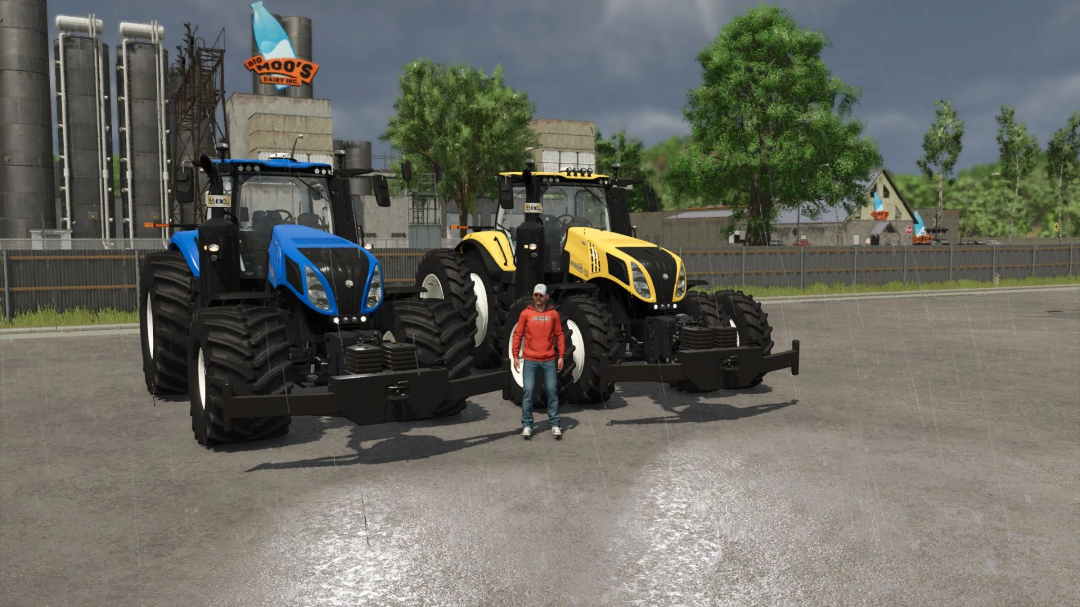 New Holland T8 Genesis Series tractors in FS25 mod, featuring detailed design and vibrant colors. Farming Simulator 25 mods showcase.