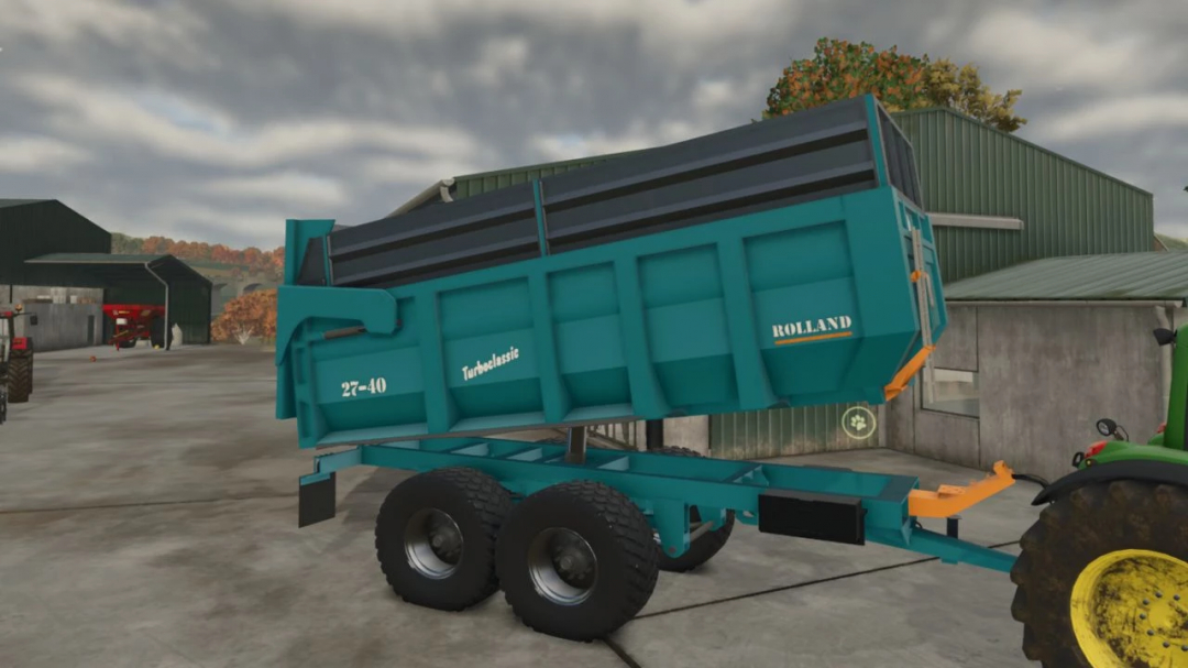 FS25 mod Rolland Turboclassic 27-40 trailer parked on a farm.