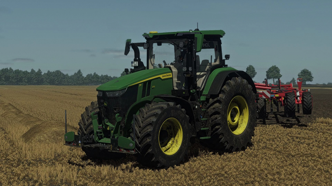 FS25 mods showcasing a green tractor with Shader By Swissi v1.0.0.0 in a field.