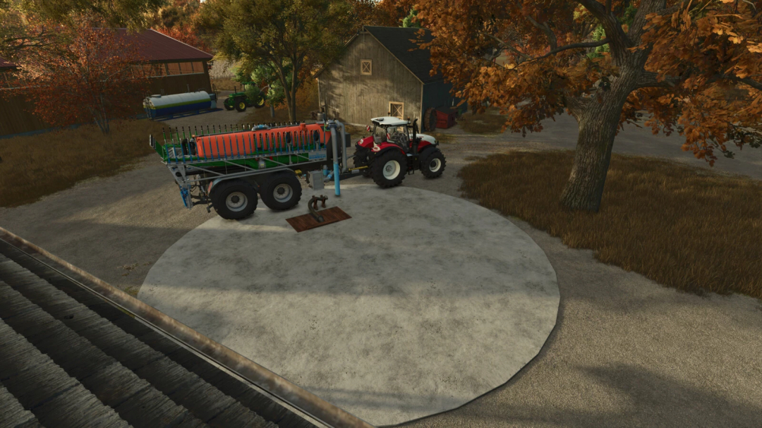 FS25 Slurry Tanks mod v1.0.0.0 showing a tractor with a slurry tank in a farm setting.