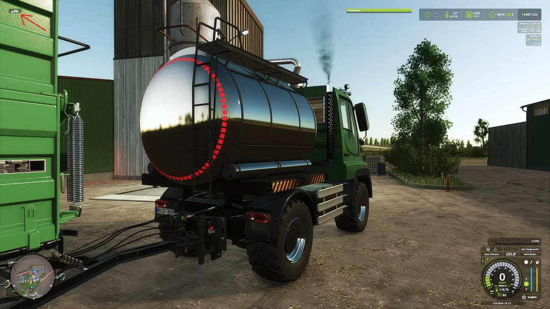 Unimog U400 hauling a tank trailer in Farming Simulator 25 mod update v1.2.0.0