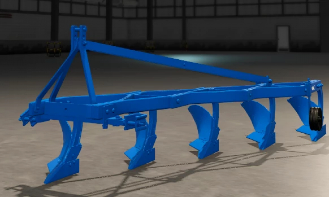 Blue Unlu plow mod for Farming Simulator 25, featured in game environment.