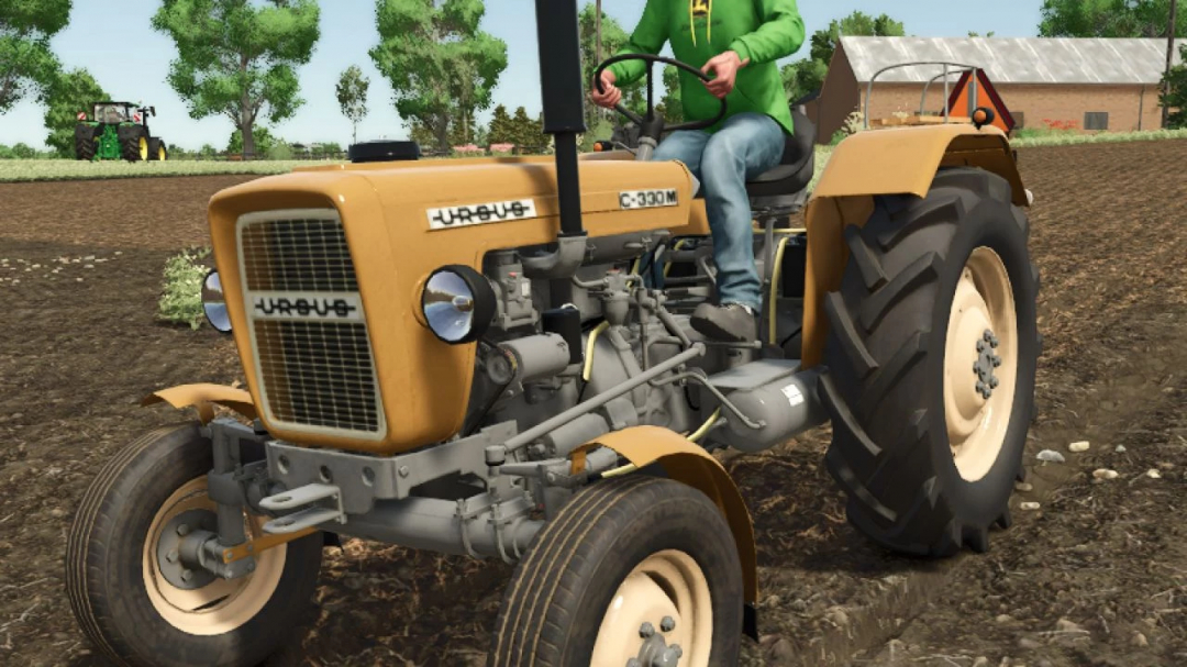 Ursus C330-C330M tractor mod in FS25, showcasing detailed design in a field setting.