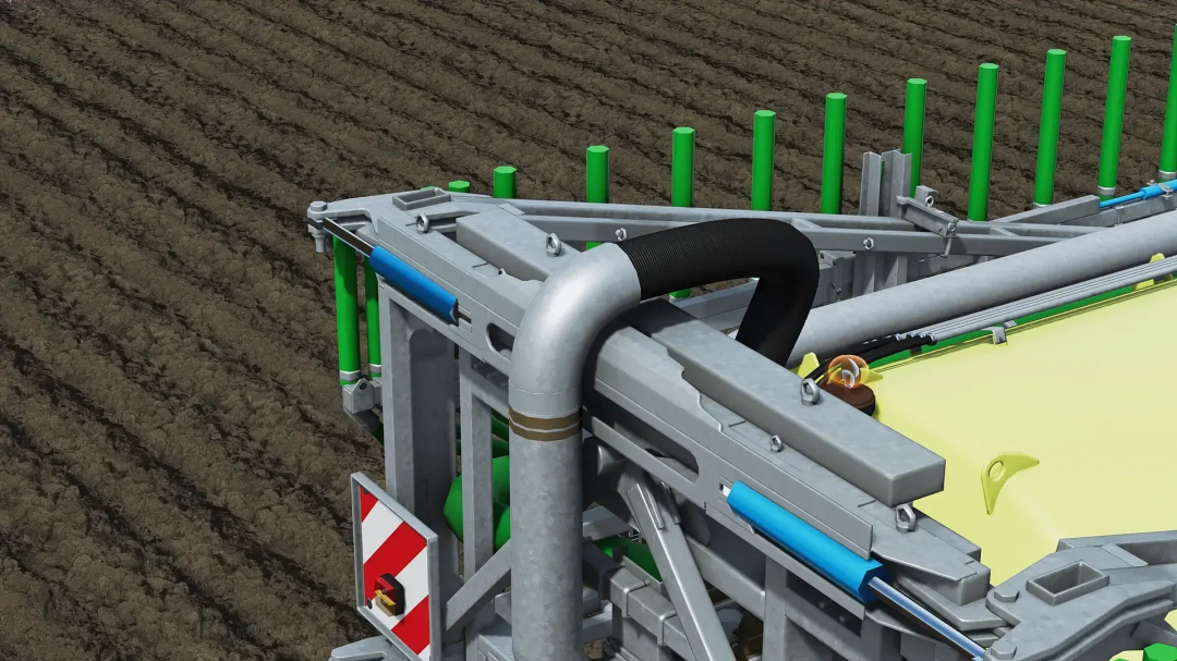 Close-up of Vogelsang SwingMax 24 mod for FS25 on tilled soil.