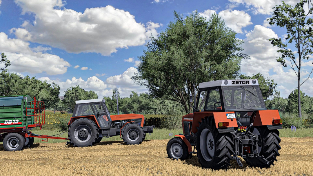 Zetor 6cyl Pack v1.0.0.0 tractors in a field, part of FS25 mods for Farming Simulator 25.