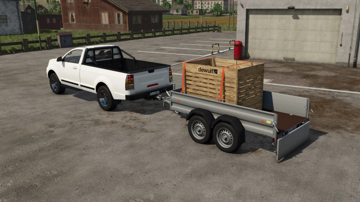 fs25-mods,  FS25 mods: Boeckmann TL-AL trailer with wooden crate in Farming Simulator 25.