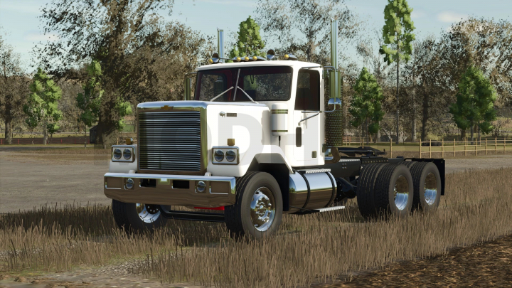 fs25-mods,  Chevy Bison truck mod for Farming Simulator 25 parked in rural setting, showcasing FS25 mod features.