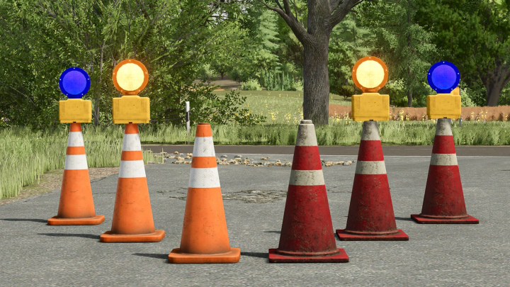 fs25-mods,  Traffic cones with lights in Farming Simulator 25 mod Cone v1.0.0.0, enhancing road setups in FS25.