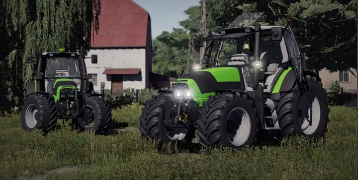 fs22-mods, Deutz-Fahr M tractors in FS22 mod showcase on a grassy farm setting.