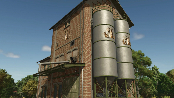 fs25-mods, Flour Production building with silos in FS25 mod.