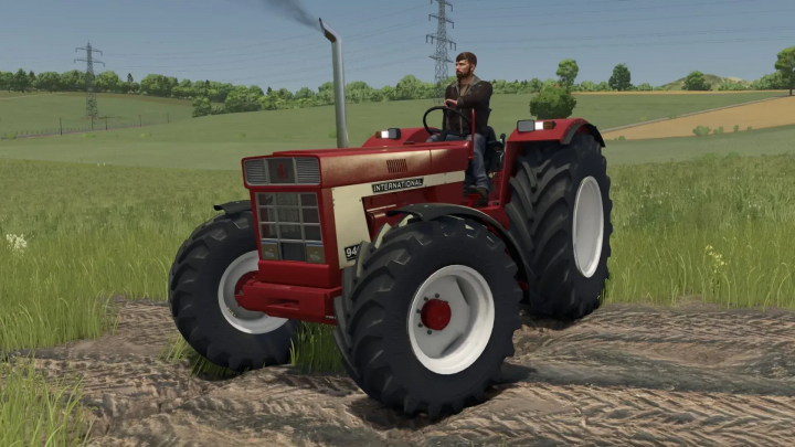 fs25-mods,  IHC 1046 tractor mod in FS25, showing a red tractor on a field.