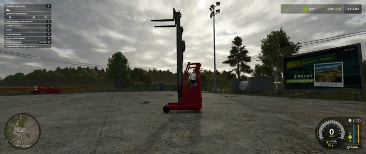 fs25-mods,  Jungheinrich ETV 216i forklift in FS25 mod, parked in a yard with cloudy skies.