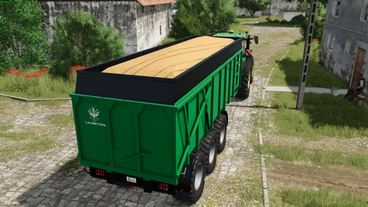 fs25-mods,  Laumetris trailer loaded with grain in FS25 mod, Farming Simulator 25.