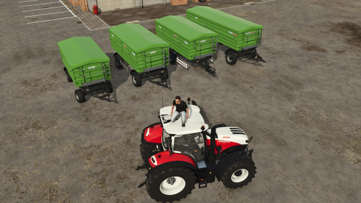 fs25-mods, FS25 mods: Madara Agro Dunav RNT Series trailers and a tractor in Farming Simulator 25.