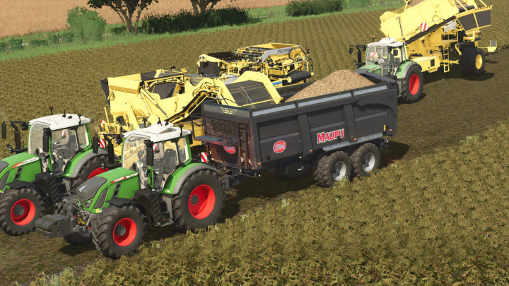 fs25-mods,  FS25 Maupu Evo BBM 18-24 mod with tractors harvesting in a field