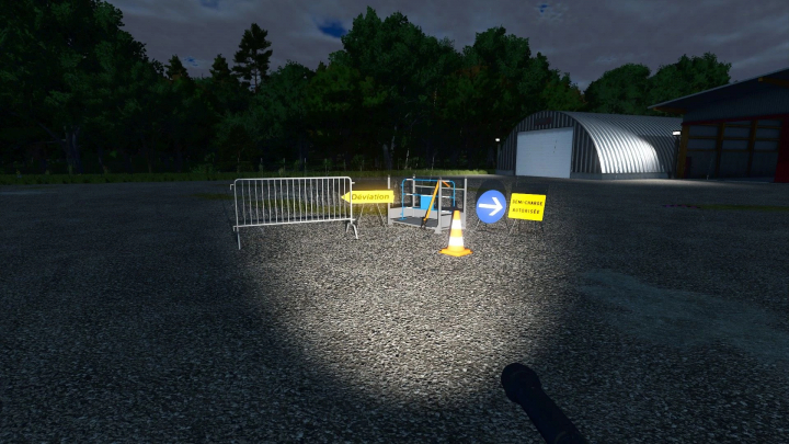 fs25-mods,  FS25 mods Site barriers pack showing barriers and signs on a construction site.