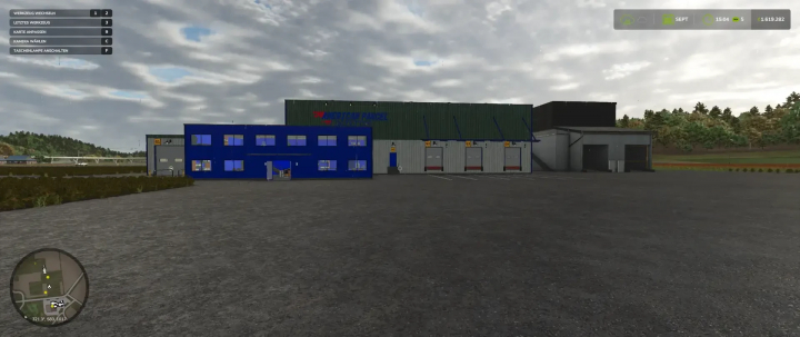 fs25-mods, FS25 mod Warehouse with Silo and Gas Station v1.1.0.0 showing a blue building and silo.