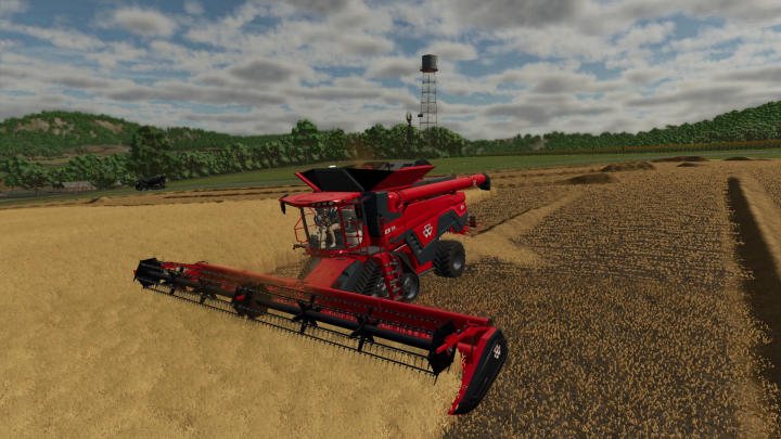 fs25-mods, FS25 mod GCO Ideal Pack v1.0.0.0 featuring a red harvester in a wheat field.