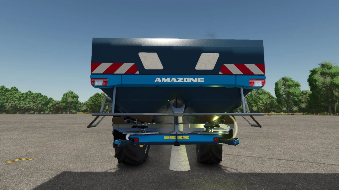 Amazone spreader mod in Farming Simulator 25, version 1.1.0.0, showing detailed back view.