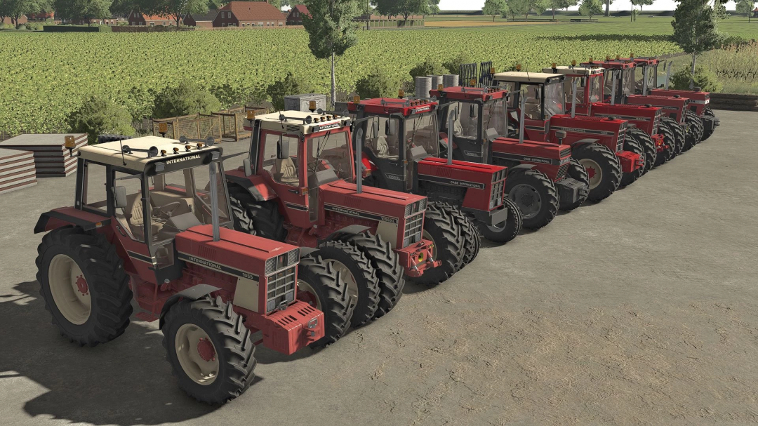 A line of Case IH 55/56 Series tractors in Farming Simulator 22 mod version 1.1.0.0.