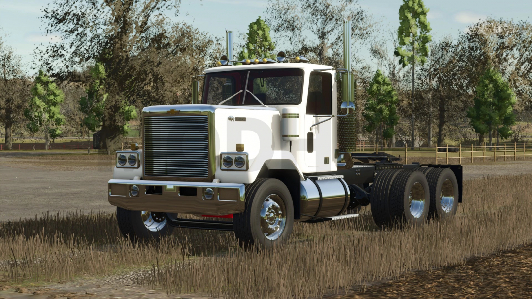 Chevy Bison truck mod for Farming Simulator 25 parked in rural setting, showcasing FS25 mod features.