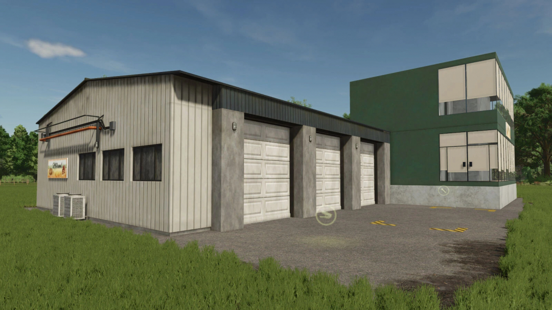 Industrial Bakery building in FS25 mods for Farming Simulator 25 showcasing a modern facility.