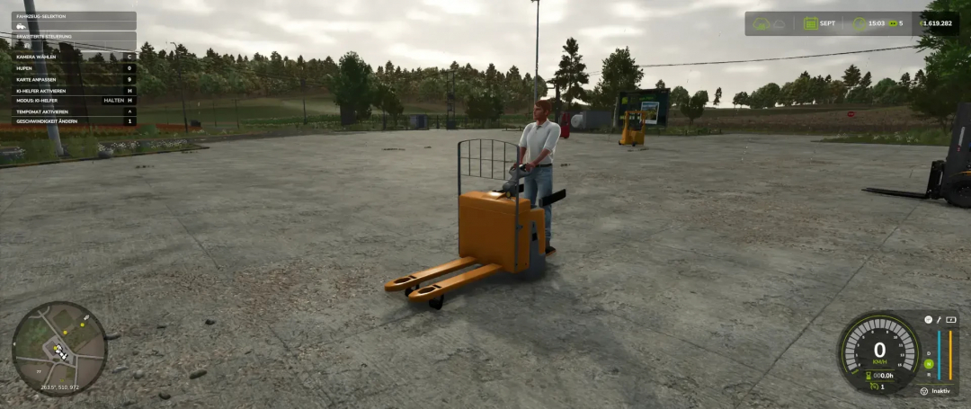 FS25 mod showcasing Jungheinrich ERE 120 v1.1.0.0, a virtual forklift, used in Farming Simulator 25.