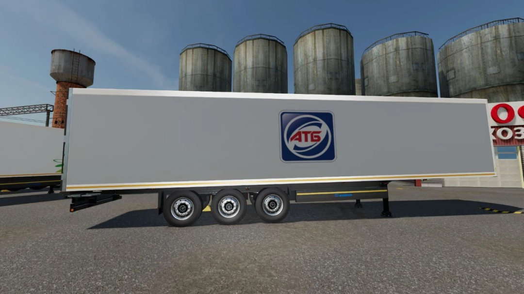 Krone Cooliner trailer mod for FS22 in industrial setting