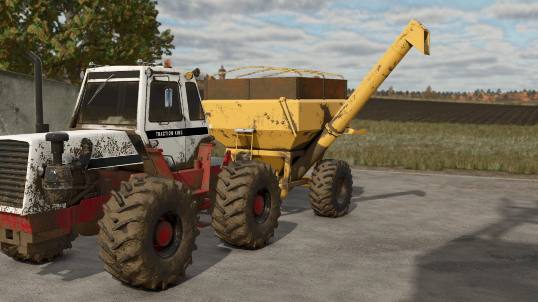 LIZARD 60 mod in FS25 showing a tractor with a yellow trailer for Farming Simulator 25.