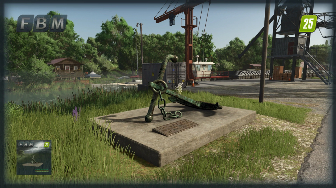 Old Harbor Anchor mod in Farming Simulator 25 set in a scenic outdoor area.