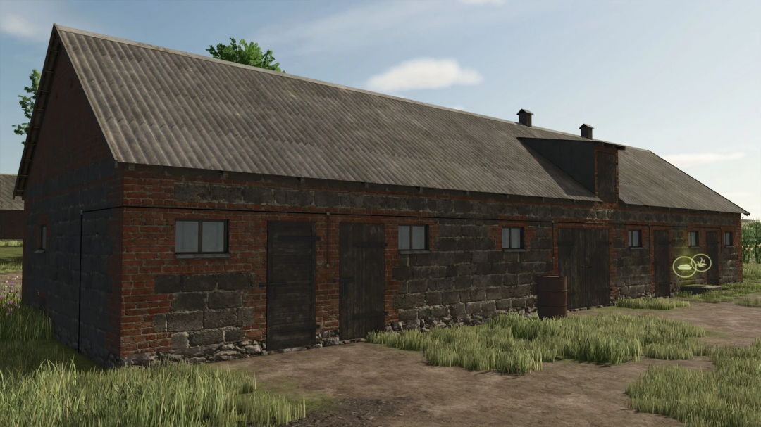 Brick building from Small Buildings Package v1.0.0.0 mod for FS25, showcasing rustic architecture in Farming Simulator 25.