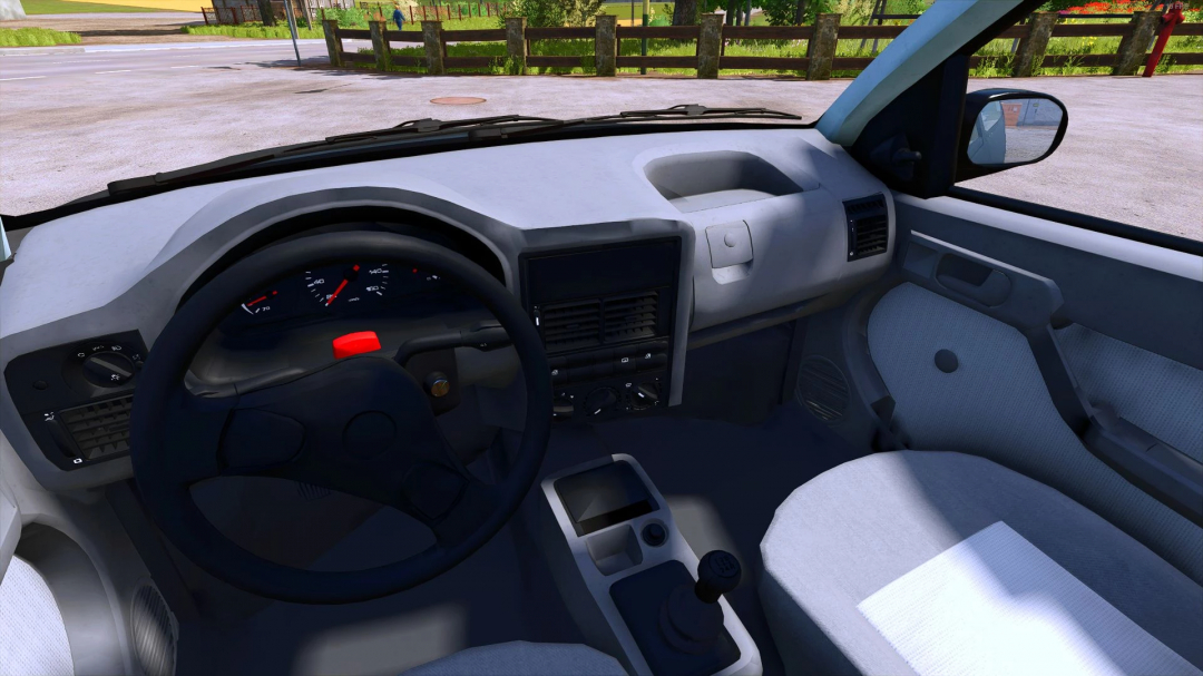 Interior view of Volkswagen Gol G2 mod in FS25 showcasing dashboard and steering wheel.