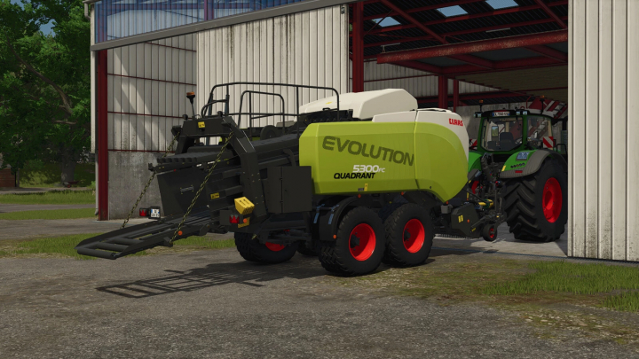 fs25-mods,  CLAAS Quadrant 5300 FC Evolution mod for FS25 in a shed