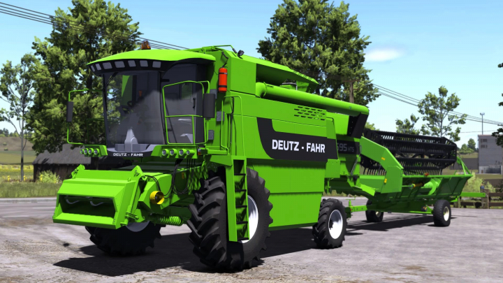 fs25-mods, Deutz Fahr 5695 HTS combine mod in FS25, displayed on a sunny farm setting.