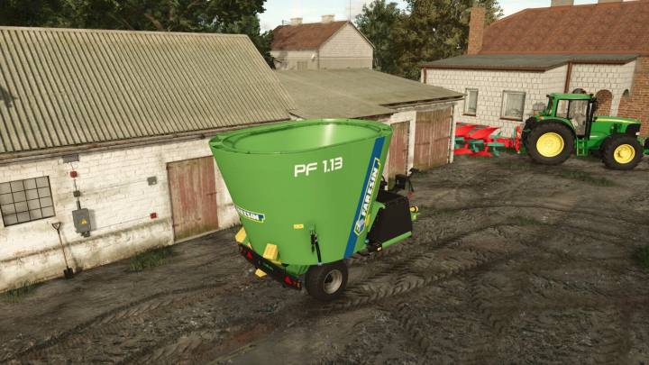 fs25-mods,  FS25 mod Faresin PF1.13 v1.0.0.0 mixer on farmyard, Farming Simulator 25 equipment.