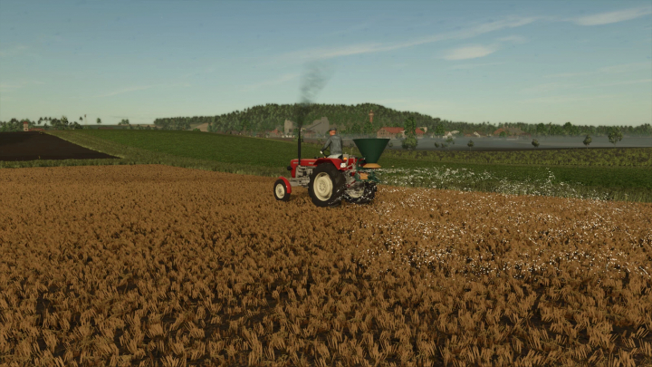 fs25-mods,  FS25 mod Lizard N-012 v1.0.0.0 spreading fertilizer in a field.