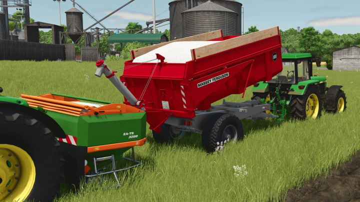 fs25-mods, Massey Ferguson trailer loaded with grain in FS25, showcasing mods for Farming Simulator 25.