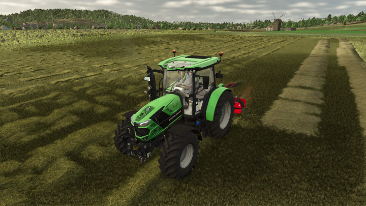 fs25-mods, FS25 mod Sip Favorit 254 v1.0.0.0 in action with a green tractor in a field, showcasing Farming Simulator 25 gameplay.