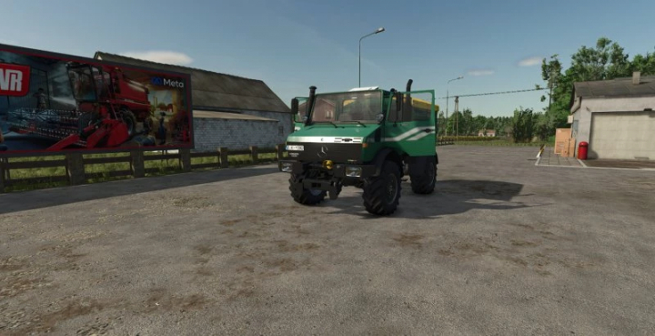 fs25-mods,  UNIMOG U1600 mod for Farming Simulator 25, showcased in a farm setting.