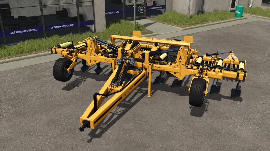 Agrisem Cultiplow Platinum mod for FS25 displayed outside a tractor store in Farming Simulator 25.