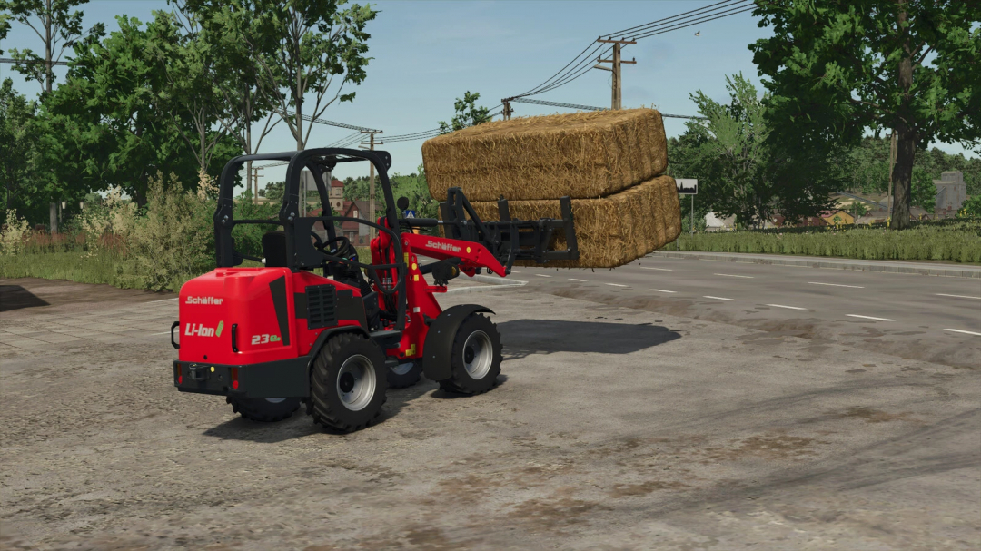 FS25 mod Buyable Squarebales 120x70 showing a loader lifting hay bales.