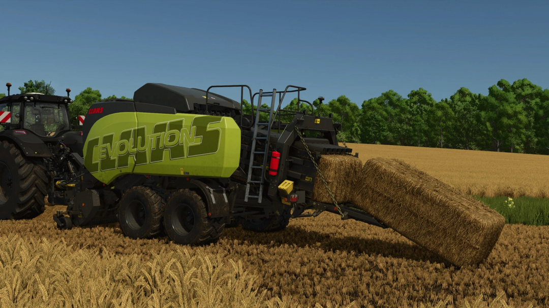 CLAAS Quadrant 5300 FC Evolution baler mod in FS25 field.