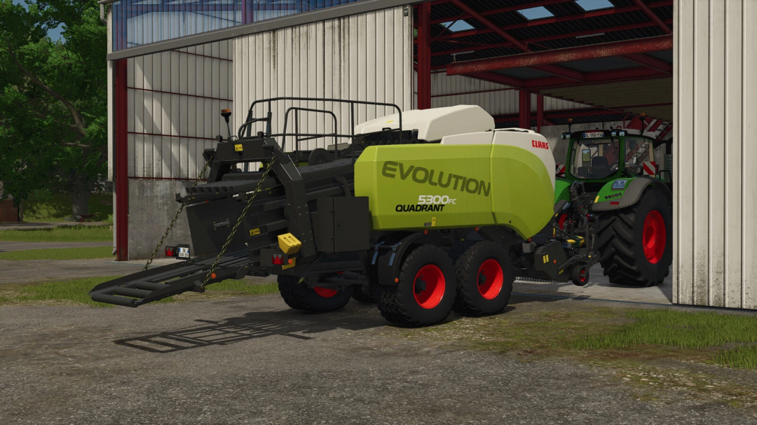 CLAAS Quadrant 5300 FC Evolution mod for FS25 in a shed